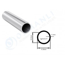 Alüminyum Boru Dış Çap 24mm X Et Kalınlık 1mm